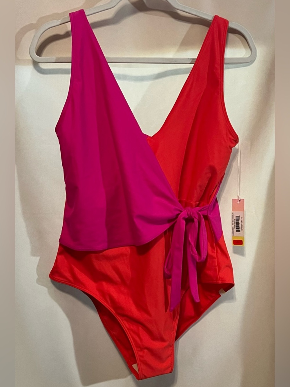 NWT Summersalt The Perfect Wrap One-Piece in Hot Pink and Red